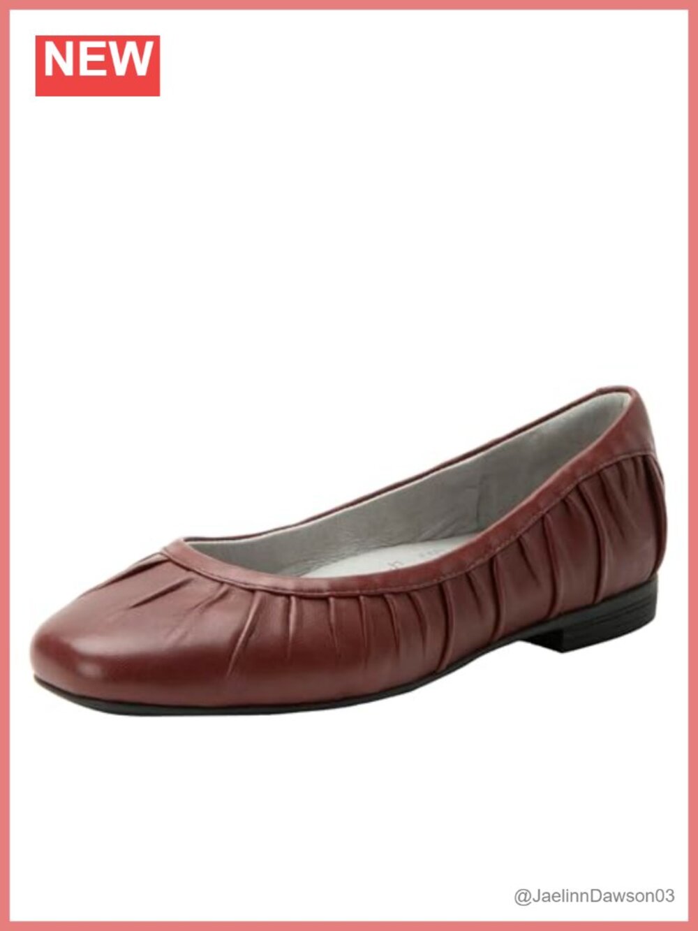 Women's Pleated Leather Ballet Flats with Arch Support & Slip-Resistant Sole